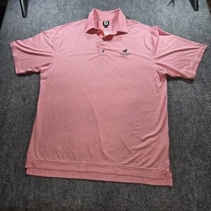 FootJoy Mens Pink Golf Polo Shirt L Black Horse Golf Club Logo